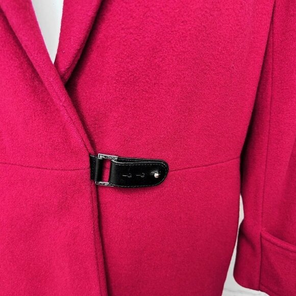GORGEOUS CALVIN KLEIN BRICK RED WOOL CASHMERE LONG DRESS COAT - L - Picture 3 of 5